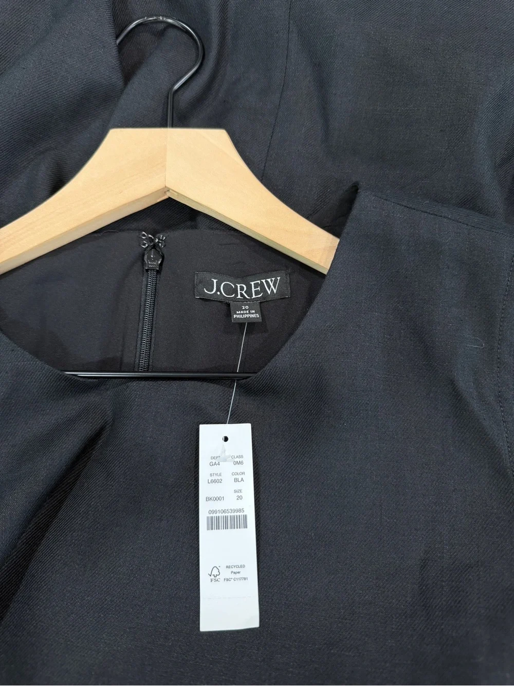 J.Crew Resume Dress Black Linen Blend NWT Size 20